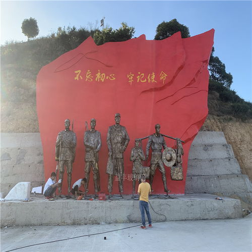 供应梅州玻璃钢红色主题雕塑革命英雄人物雕塑为革命纪念广场装饰点缀