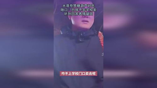 大哥夸赞糖葫芦好吃,随口为啥不去学校卖,听到回答表情凝固