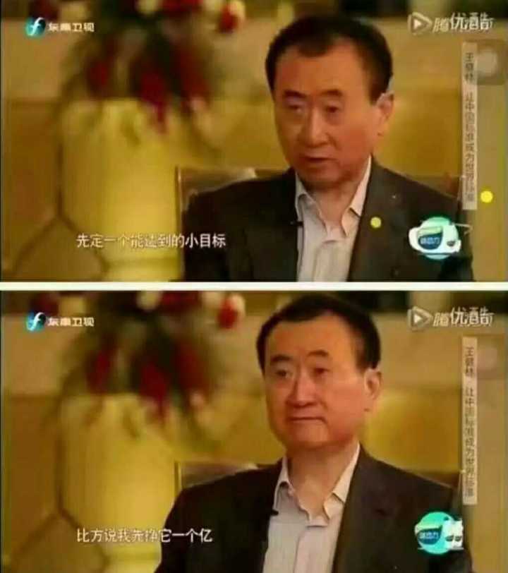表情如何评价王健林先定一个能达到的小目标,比方说我先挣它一个亿...表情