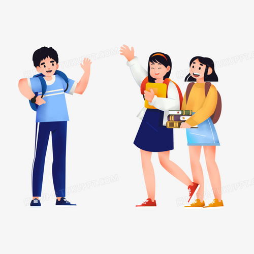 手绘卡通学生见面打招呼元素png图片素材免费下载卡通png30003000像素熊猫办公