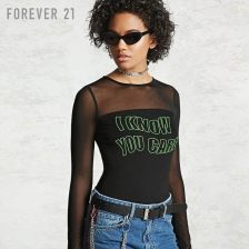 性感透视网纱修身连体衣forever21t恤