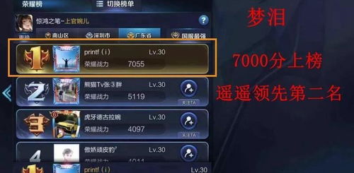 王者荣耀国服最强上官婉儿练成,比第二名多出近两千分