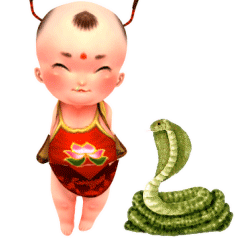 肚兜娃娃表情3d