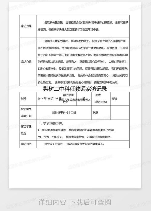 教师家访记录表格word模板下载编号lpzenajg熊猫办公