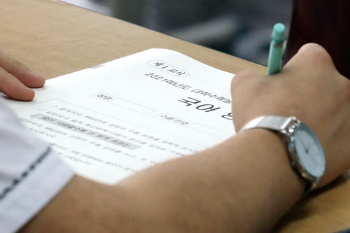 韩国高考模拟进行高中生戴口罩参加