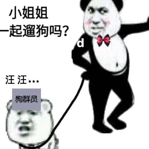 熊猫头表情包i小姐姐,一起遛狗嘛