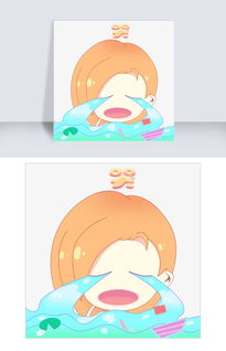 小女孩可爱头像哭表情图片素材psb格式下载卡通手绘边框大全
