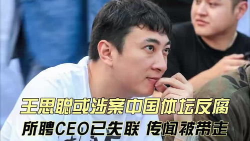 王思聪又摊事了或涉案中国体坛反腐,所聘ceo涉嫌行贿落马高官
