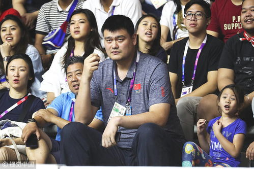 姚明观战男篮比赛再现表情包,身旁印尼小女孩亮了