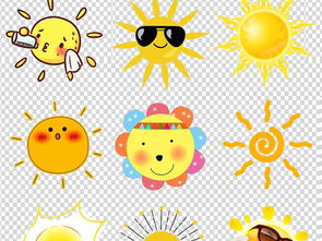 卡通手绘线条可爱太阳表情笑脸海报素材背景图片png