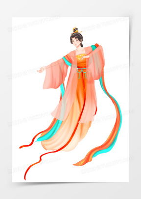 仙女下凡手绘图片