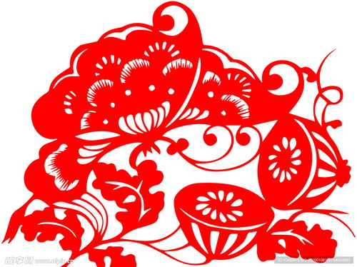 荷花莲子剪纸矢量图设计图
