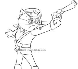 帅气的黑猫警长拿着枪的姿势