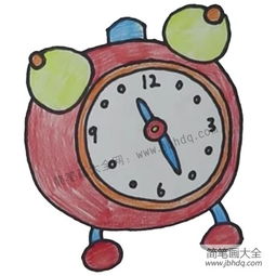 卡通闹钟简笔画可爱