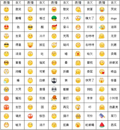 各种表情的含义和图解含义