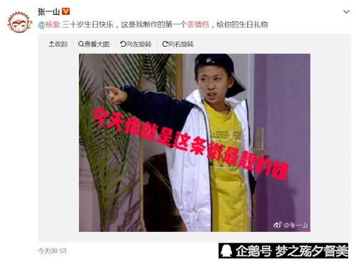 杨紫生日,张一山自制表情包送祝福,一张图胜过前男友大段赞美之词