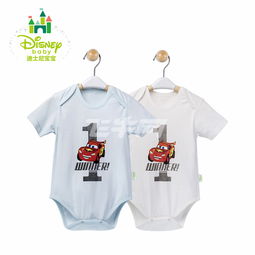 disney迪士尼爬服婴儿连体衣短袖三角哈衣包屁衣2件装152b612蓝白66cm